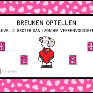 INTERACTIEVE POWERPOINT: BREUKEN OPTELLEN GROTER DAN 1 ZONDER VEREENVOUDIGEN VALENTIJNS EDITION