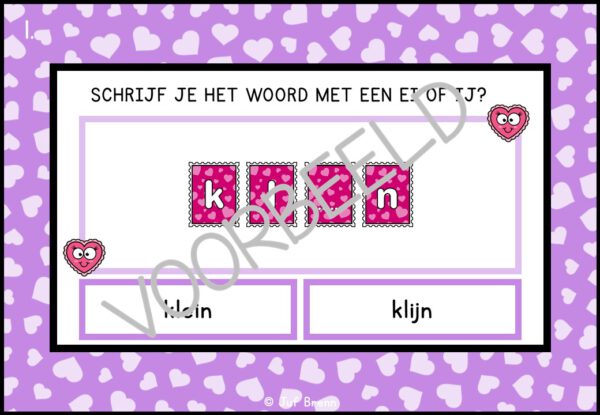 INTERACTIEVE POWERPOINT: SPELLING WOORDEN MET EI OF IJ LEVEL 1 VALENTIJNS EDITION - Afbeelding 2