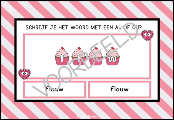 INTERACTIEVE POWERPOINT: SPELLING WOORDEN MET AU OF OU LEVEL 1 VALENTIJNS EDITION - Afbeelding 2