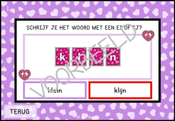 INTERACTIEVE POWERPOINT: SPELLING WOORDEN MET EI OF IJ LEVEL 1 VALENTIJNS EDITION - Afbeelding 4