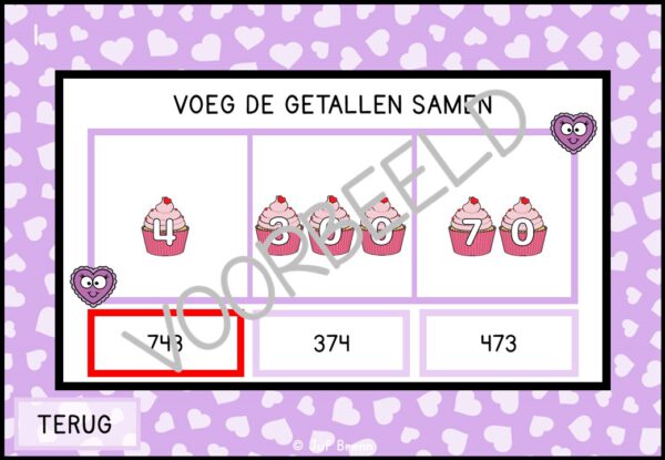 INTERACTIEVE POWERPOINT: GETALLEN SAMENSTELLEN TOT 1000 VALENTIJNS EDITION - Afbeelding 4