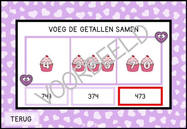 INTERACTIEVE POWERPOINT: GETALLEN SAMENSTELLEN TOT 1000 VALENTIJNS EDITION - Afbeelding 5