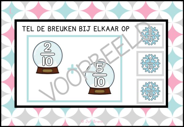 INTERACTIEVE POWERPOINT: BREUKEN OPTELLEN TOT 1 WINTER EDITION - Afbeelding 2