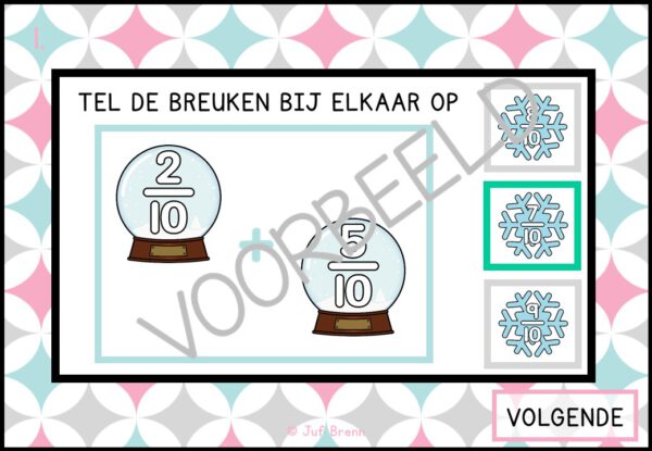 INTERACTIEVE POWERPOINT: BREUKEN OPTELLEN TOT 1 WINTER EDITION - Afbeelding 3