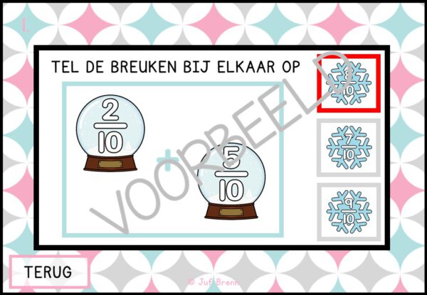 INTERACTIEVE POWERPOINT: BREUKEN OPTELLEN TOT 1 WINTER EDITION - Afbeelding 4