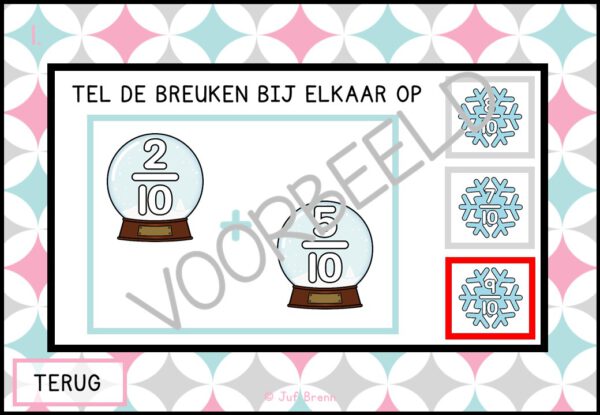 INTERACTIEVE POWERPOINT: BREUKEN OPTELLEN TOT 1 WINTER EDITION - Afbeelding 5