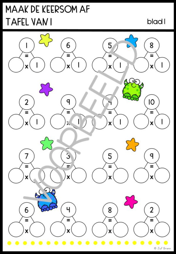KEERSOMMEN: TAFEL VAN 1 - Afbeelding 8