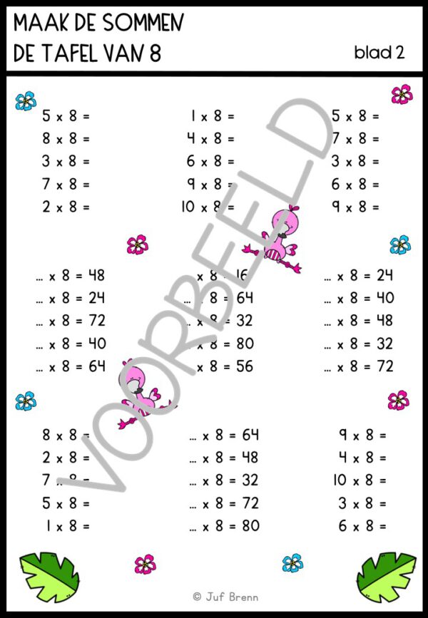 KEERSOMMEN: TAFEL VAN 8 - Afbeelding 7