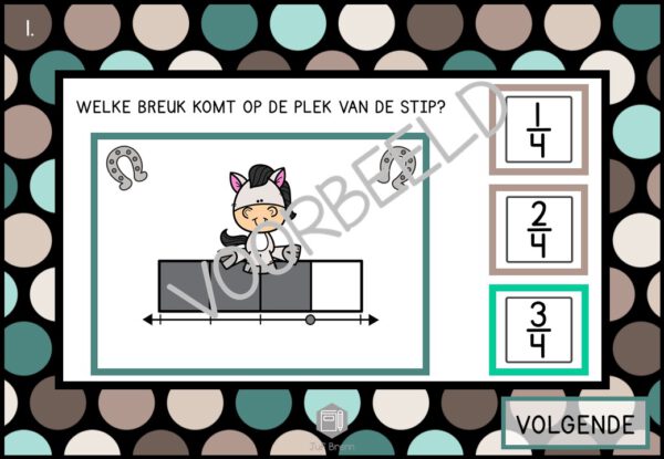 INTERACTIEVE POWERPOINT: BREUKEN OP DE GETALLENLIJN LEVEL 1 - Afbeelding 3