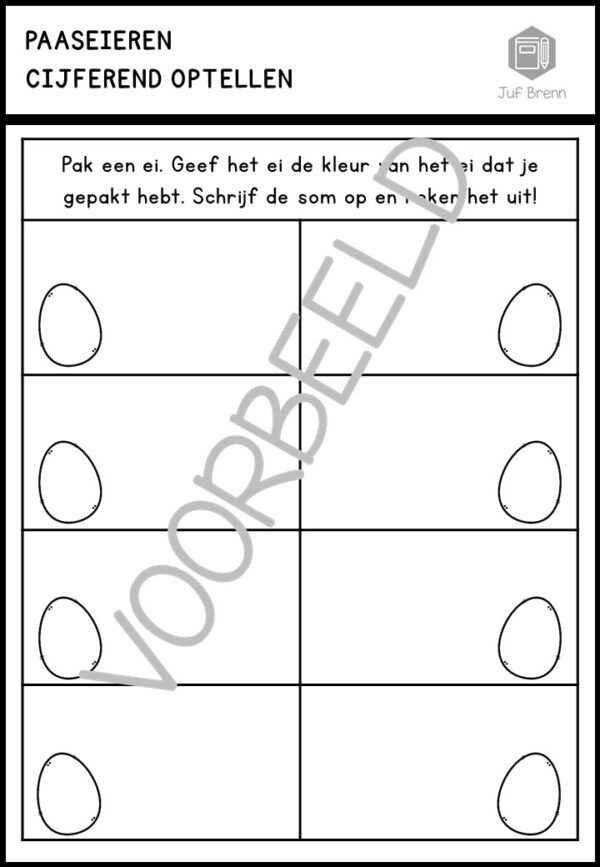 PAASEIEREN: CIJFEREND OPTELLEN ACTIVITEIT - Afbeelding 2