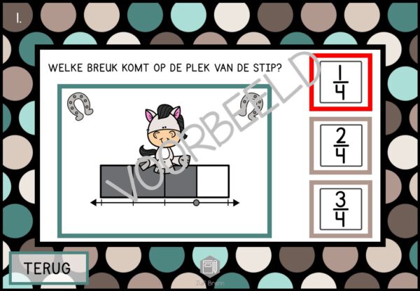 INTERACTIEVE POWERPOINT: BREUKEN OP DE GETALLENLIJN LEVEL 1 - Afbeelding 4