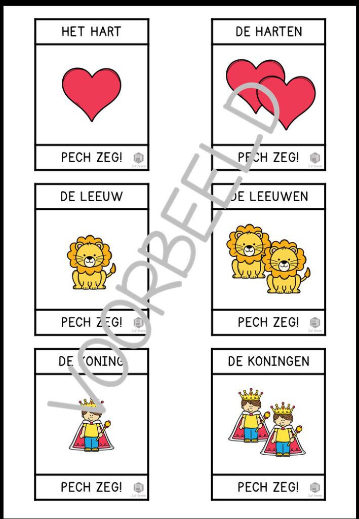PECH ZEG! ZELFSTANDIG NAAMWOORDEN ENKELVOUD MEERVOUD +EN LEVEL 1 Juf Brenn