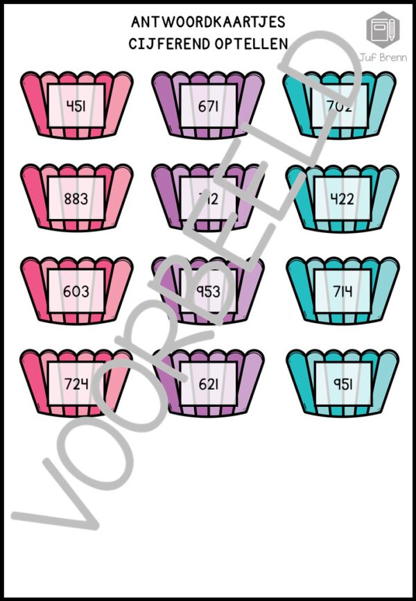 CUPCAKES MATCHEN: CIJFEREND OPTELLEN EN AFTREKKEN #1 - Afbeelding 3