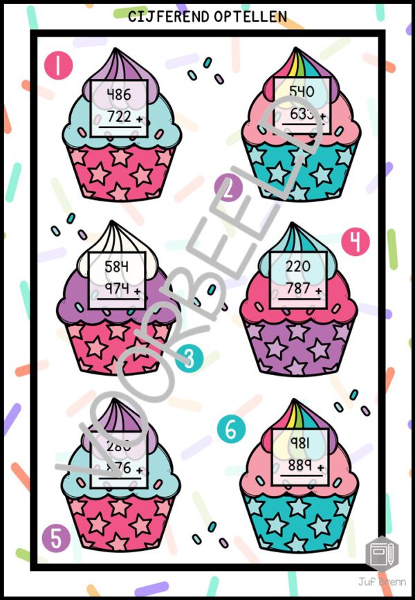 CUPCAKES MATCHEN: CIJFEREND OPTELLEN EN AFTREKKEN #2 - Afbeelding 2