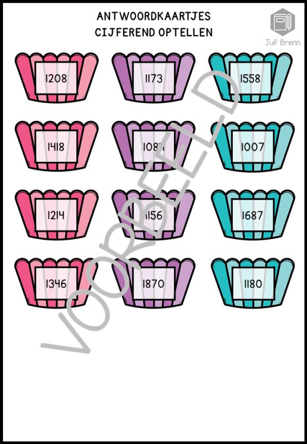 CUPCAKES MATCHEN: CIJFEREND OPTELLEN EN AFTREKKEN #2 - Afbeelding 3