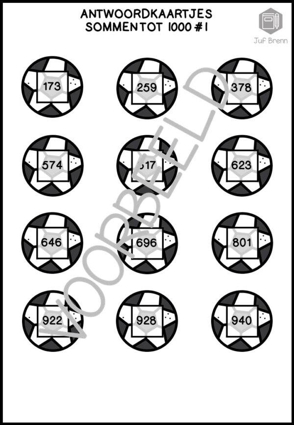 VOETBAL MATCHEN: SOMMEN TOT 1000 - Afbeelding 3