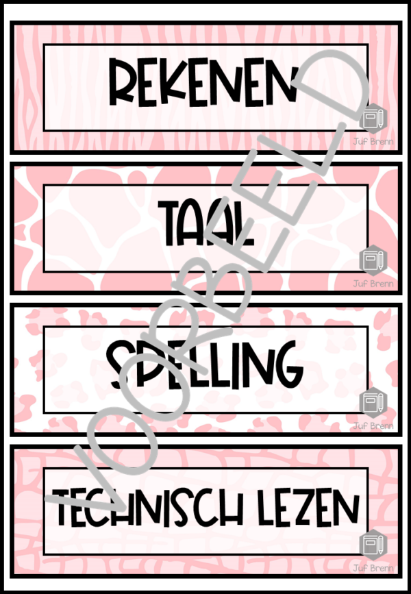 DAGRITMEKAARTEN DIERENPRINT ROZE - Afbeelding 2
