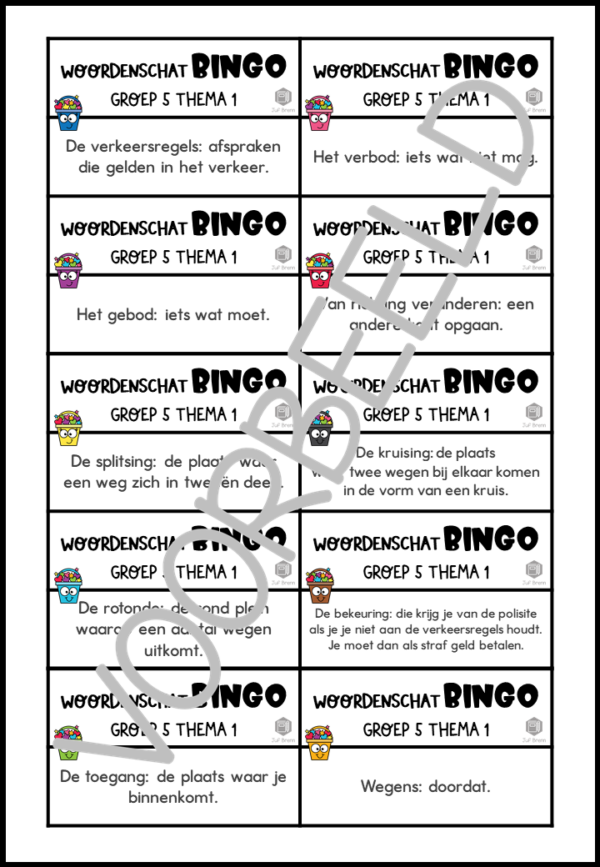 TAAL ACTIEF WOORDENSCHAT BINGO GROEP 5 THEMA 1 - Afbeelding 3