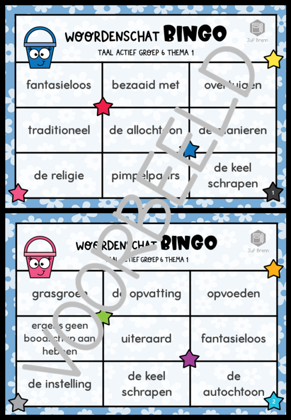 TAAL ACTIEF WOORDENSCHAT BINGO GROEP 6 THEMA 1 - Afbeelding 2