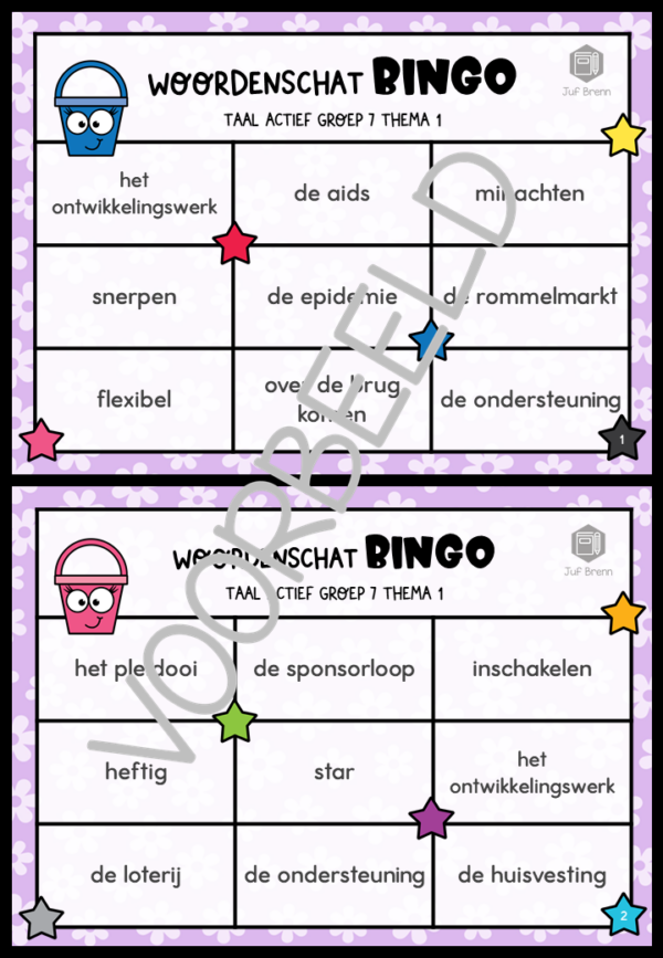 TAAL ACTIEF WOORDENSCHAT BINGO GROEP 7 THEMA 1 - Afbeelding 2