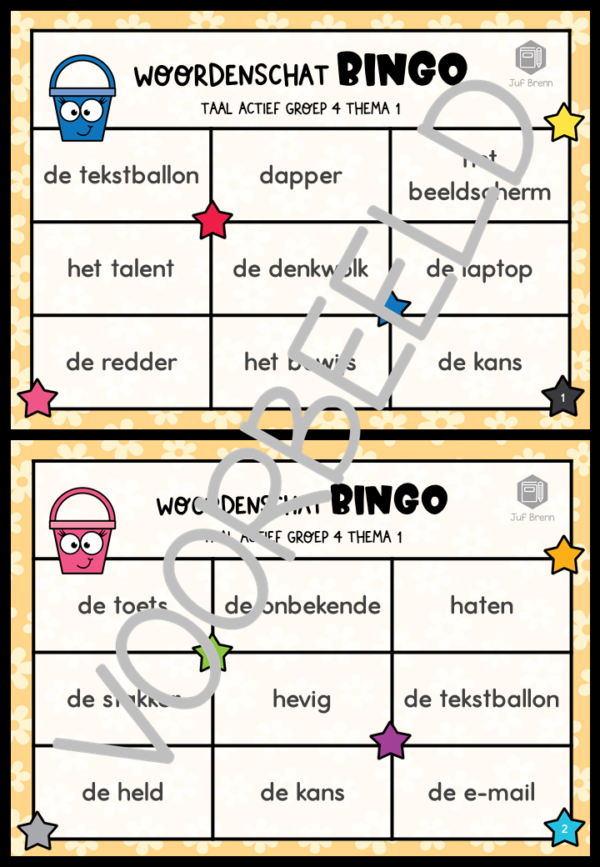 TAAL ACTIEF WOORDENSCHAT BINGO GROEP 4 THEMA 1 - Afbeelding 2