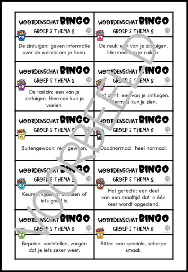 TAAL ACTIEF WOORDENSCHAT BINGO GROEP 5 THEMA 2 - Afbeelding 3