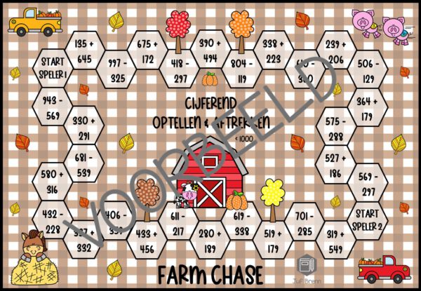 FARM CHASE: CIJFEREND OPTELLEN EN AFTREKKEN ANTWOORD KLEINER DAN 1000 - Afbeelding 2
