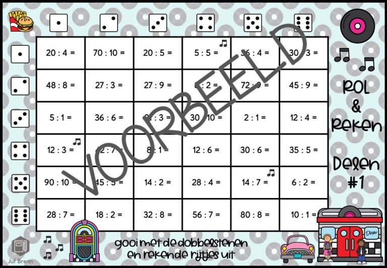 ROL & REKEN: DEELTAFELS 1 T/M 10 - Juf Brenn