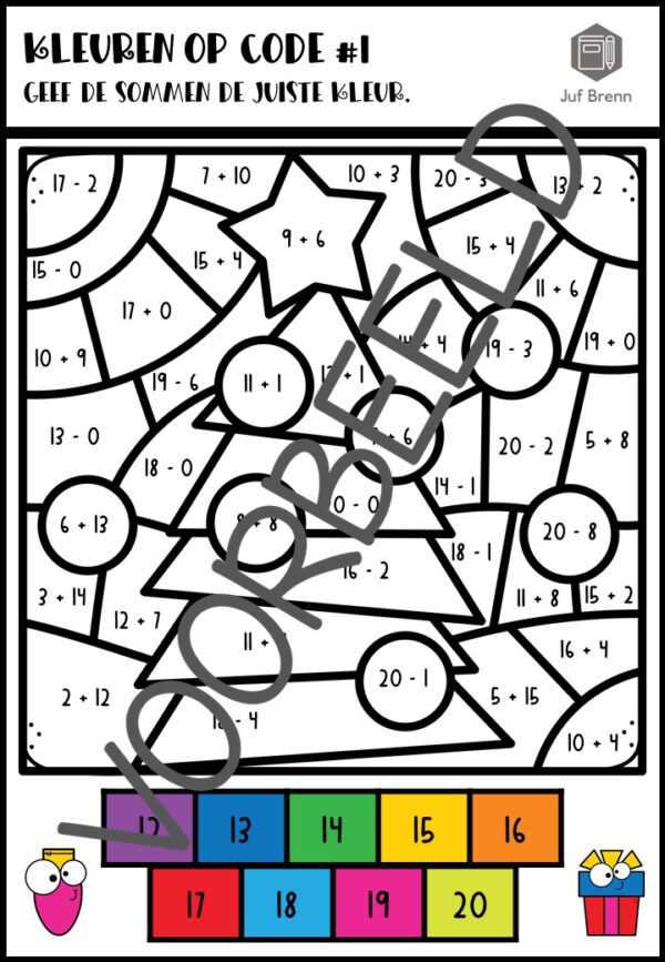 KLEUREN OP CODE: SOMMEN TOT 20 CHRISTMAS EDITION - Afbeelding 2