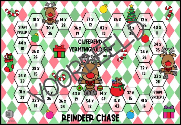REINDEER CHASE: CIJFEREND VERMENIGVULDIGEN TE X TE TOT 1000 - Afbeelding 2