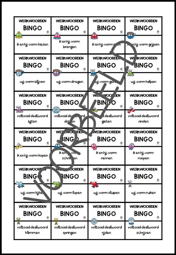 BINGO: WERKWOORDEN IN DE VERLEDEN TIJD 2 WINTER EDITION - Afbeelding 3
