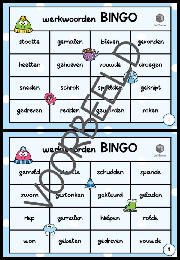 BINGO: WERKWOORDEN IN DE VERLEDEN TIJD 2 WINTER EDITION - Afbeelding 2