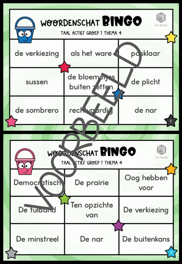 TAAL ACTIEF WOORDENSCHATBINGO GROEP 7 THEMA 4 - Afbeelding 2