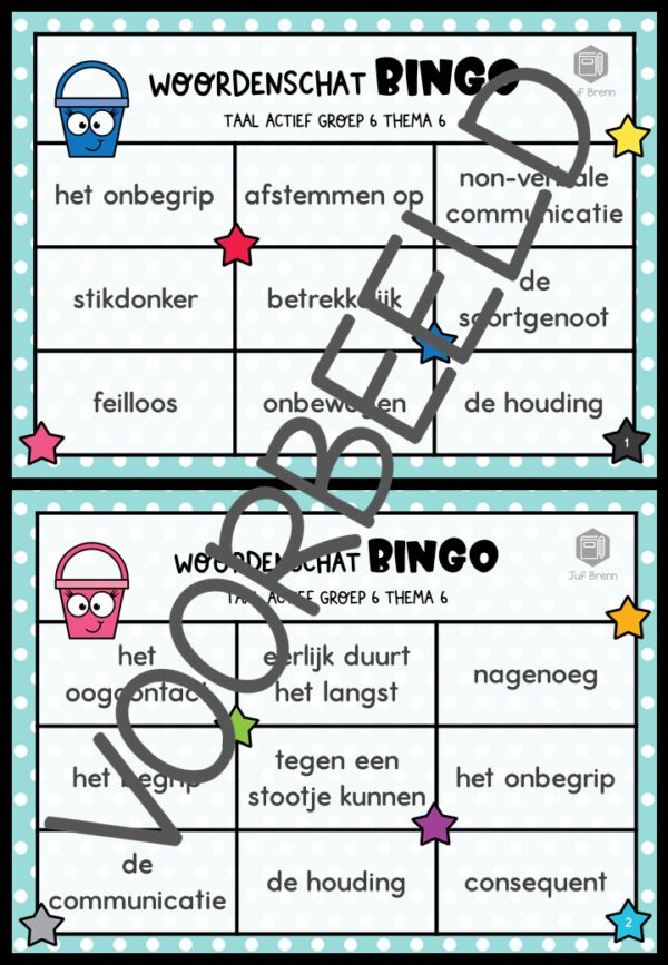 TAAL ACTIEF WOORDENSCHATBINGO GROEP 6 THEMA 6 - Afbeelding 2