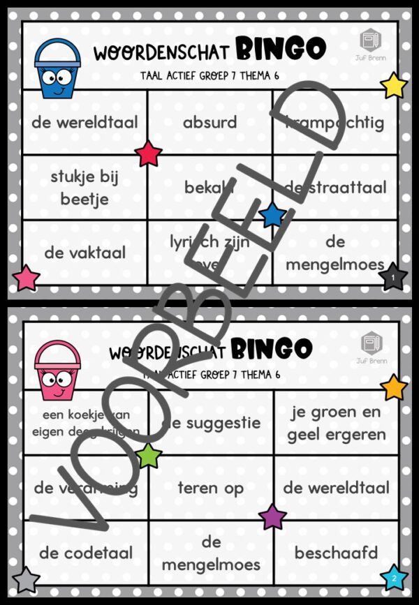 TAAL ACTIEF WOORDENSCHATBINGO GROEP 7 THEMA 6 - Afbeelding 2