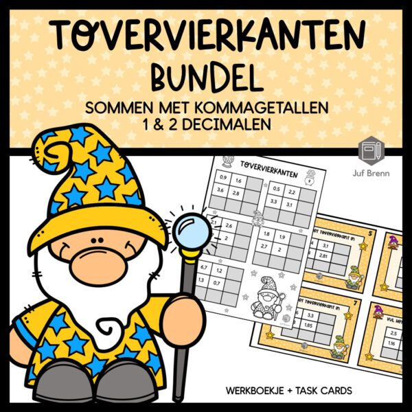 BUNDEL TOVERVIERKANTEN: SOMMEN MET KOMMAGETALLEN 1 & 2 DECIMALEN