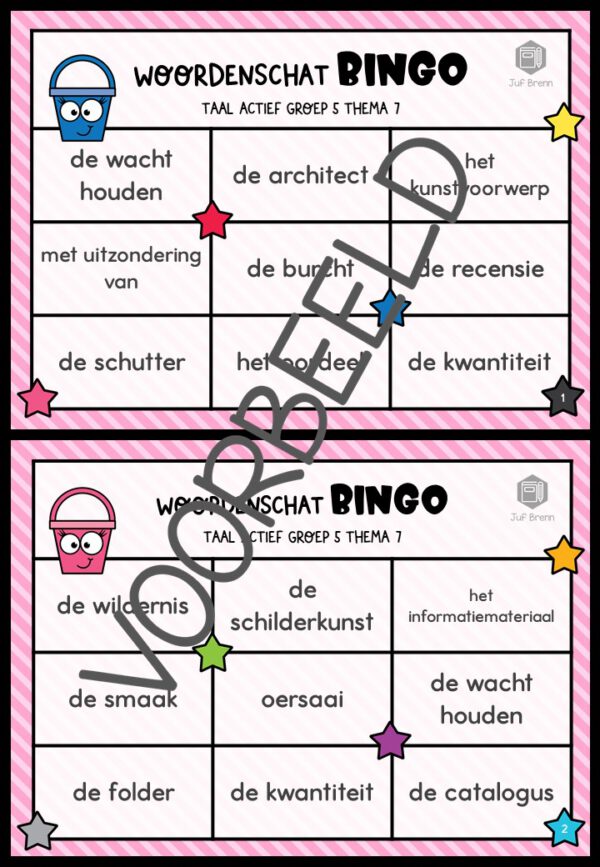 TAAL ACTIEF WOORDENSCHATBINGO GROEP 5 THEMA 7 - Afbeelding 2