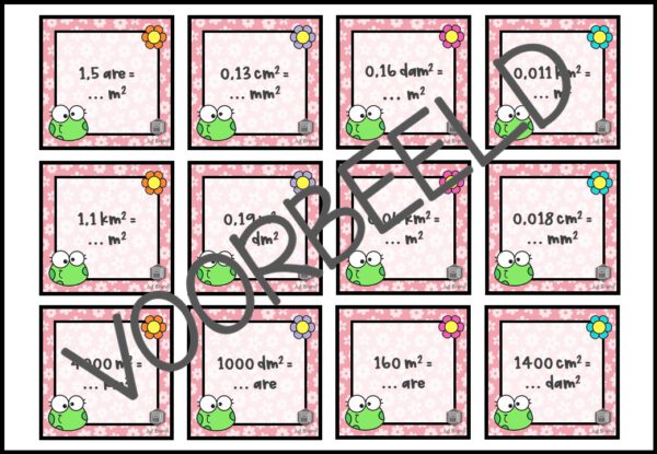 FROG HOP OPPERVLAKTEMATEN OMREKENEN IN KOMMAGETALLEN - Afbeelding 3