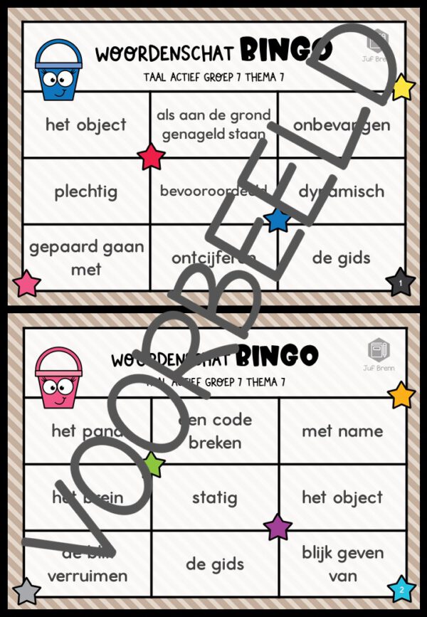 TAAL ACTIEF WOORDENSCHATBINGO GROEP 7 THEMA 7 - Afbeelding 2