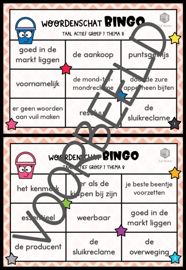 TAAL ACTIEF WOORDENSCHATBINGO GROEP 7 THEMA 8 - Afbeelding 2
