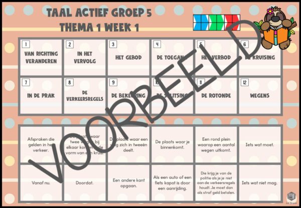 TAAL ACTIEF WOORDENSCHAT MINI LOCO GROEP 5 THEMA 1 - Afbeelding 2