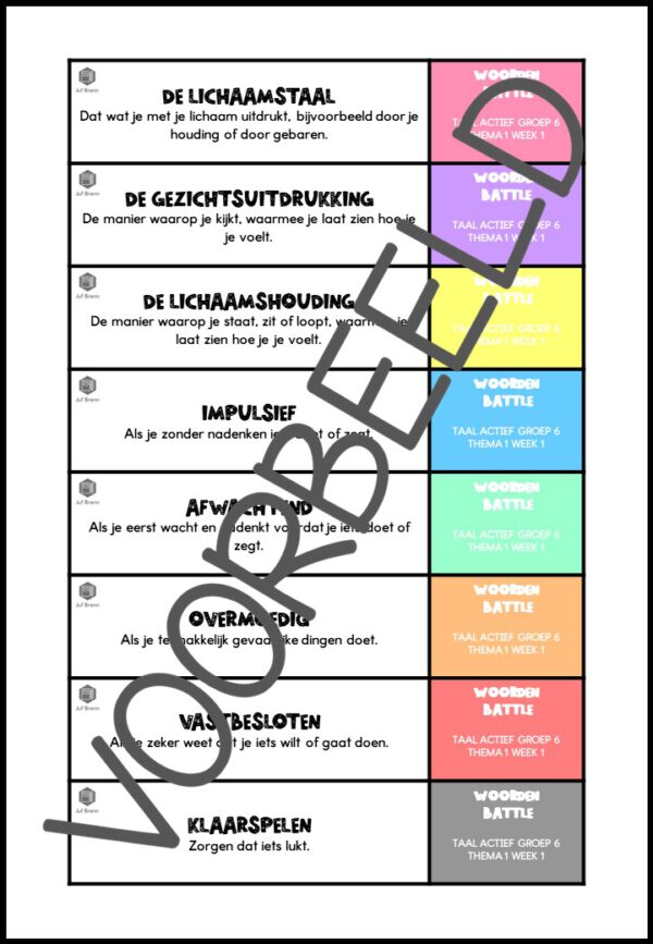 TAAL ACTIEF VERSIE 5 WOORDEN BATTLE GROEP 6 THEMA 1 - Afbeelding 2