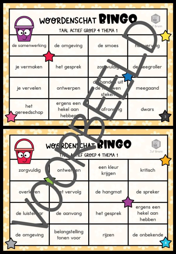 TAAL ACTIEF VERSIE 5 WOORDENSCHATBINGO GROEP 4 THEMA 1 - Afbeelding 3