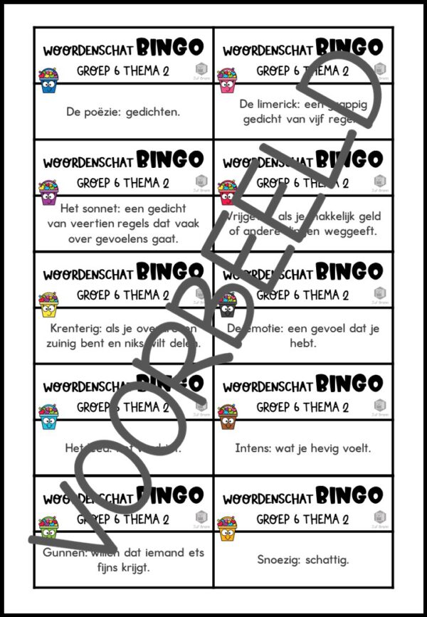 TAAL ACTIEF VERSIE 5 WOORDENSCHATBINGO GROEP 6 THEMA 2 - Afbeelding 3
