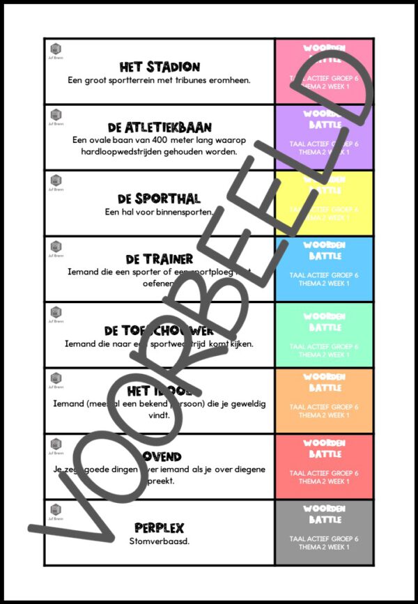 TAAL ACTIEF WOORDEN BATTLE GROEP 6 THEMA 2 - Afbeelding 2