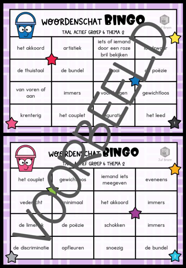 TAAL ACTIEF VERSIE 5 WOORDENSCHATBINGO GROEP 6 THEMA 2 - Afbeelding 2