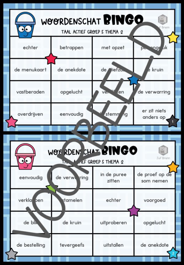 TAAL ACTIEF VERSIE 5 WOORDENSCHATBINGO GROEP 5 THEMA 2 - Afbeelding 2