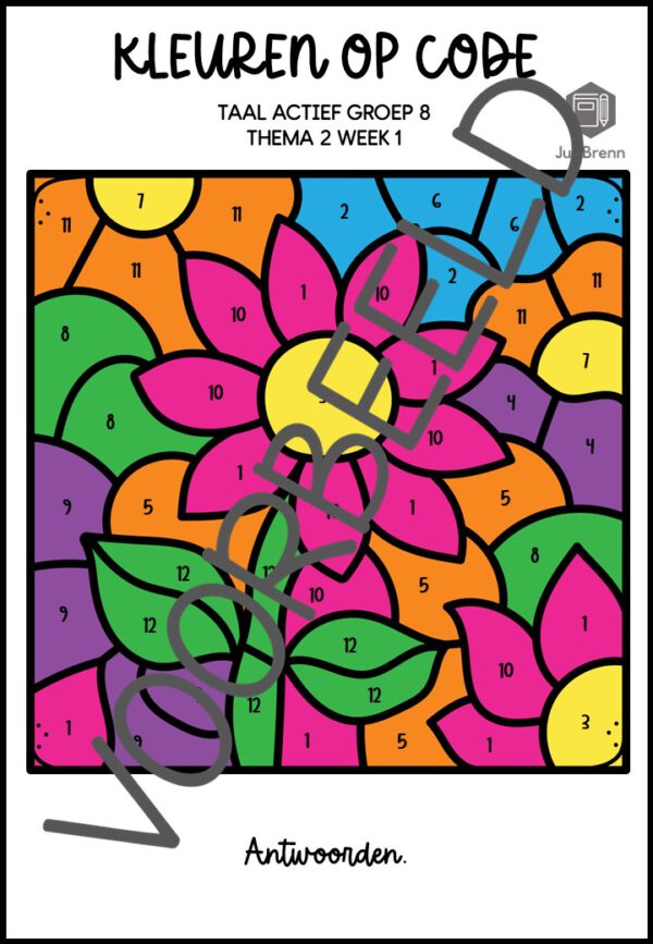 TAAL ACTIEF WOORDENSCHAT KLEUREN OP CODE GROEP 8 THEMA 2 - Afbeelding 4