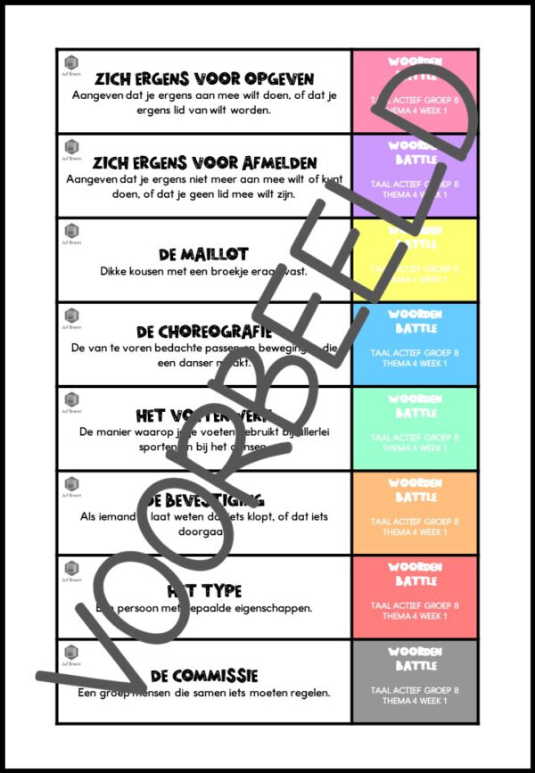 TAAL ACTIEF WOORDEN BATTLE GROEP 8 THEMA 4 - Afbeelding 2