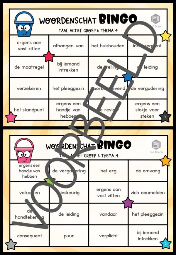 TAAL ACTIEF VERSIE 5 WOORDENSCHATBINGO GROEP 6 THEMA 4 - Afbeelding 2